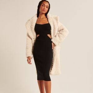 Nwt Abercrombie long sleeve cutout midi sweater dress small petite short black